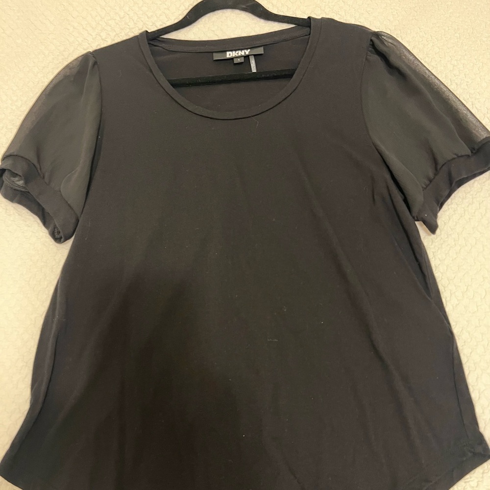 DKNY Never worn black t shirt with sheer short sleeves